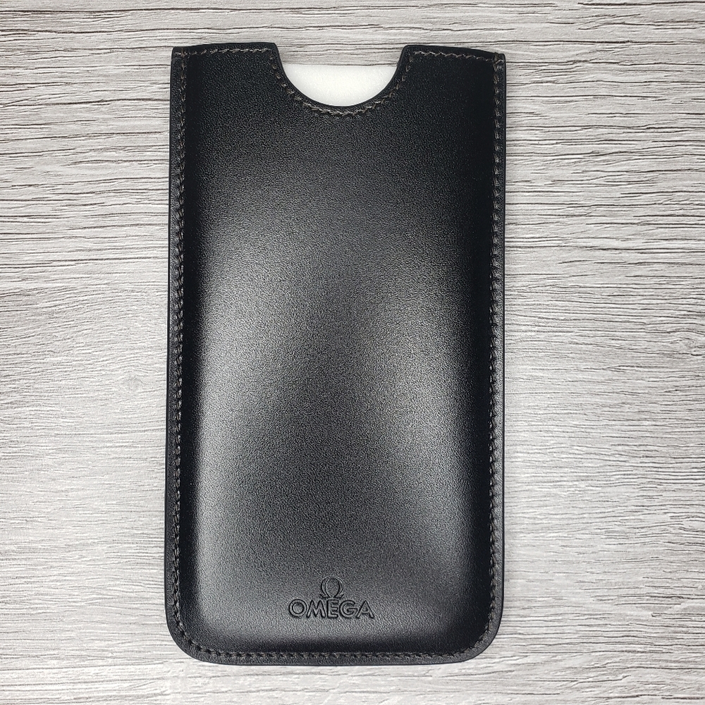 Omega logo stamped leather phone case